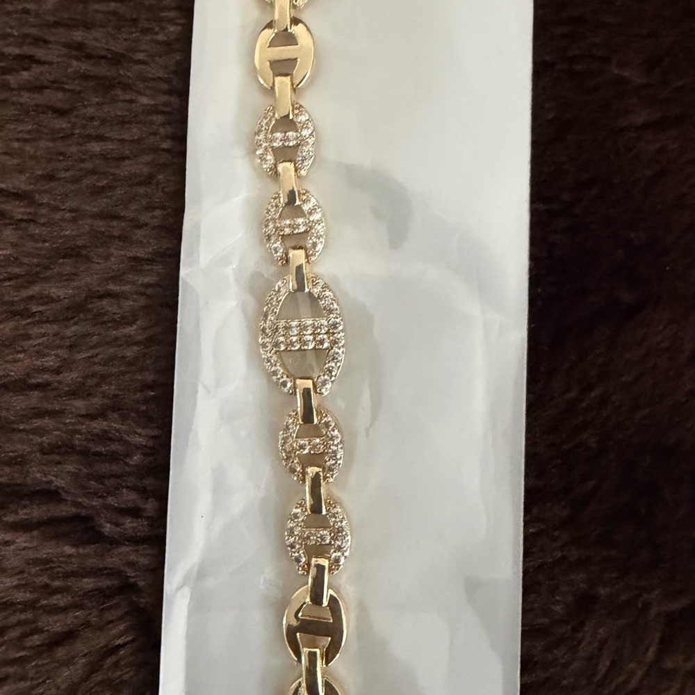 Gold-Tone Pavé Link Bracelet - Women Jewelry NWT